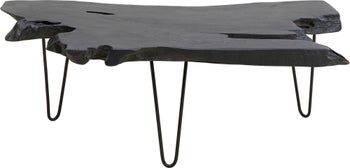 stolik kawowy drewniany czarny nieregularny 100 x 40 cm 1